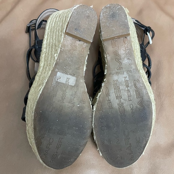 Marc Fisher Espadrille Platform Wedge Sandal - Size 7 -Black - Picture 13 of 14